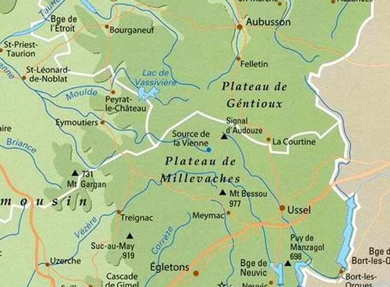 Plateau de Millevaches carte