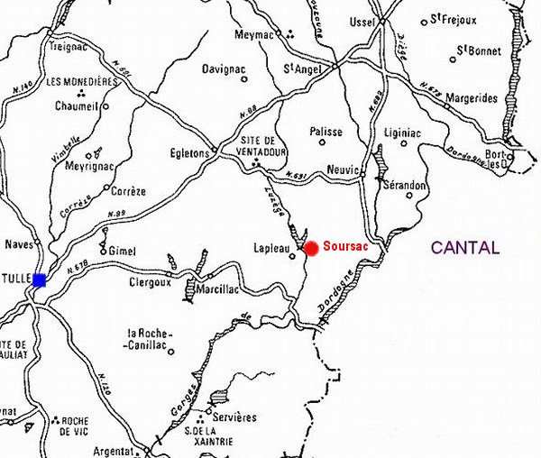 Soursac situation géographique
